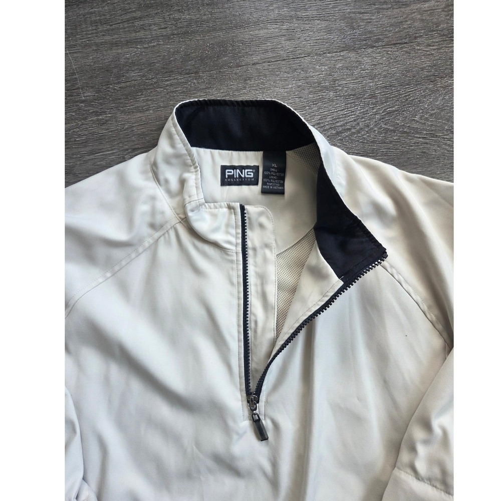 PING Windbreaker Men XL Ivory Quarter Zip Golf Jacket Netgear Logo - Picture 4 of 7